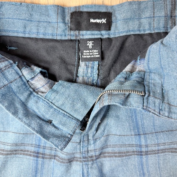 Hurley Boys Blue Plaid Flat Front Shorts Lightweight Casual Wear Size 8 / 26 - Picture 9 of 11